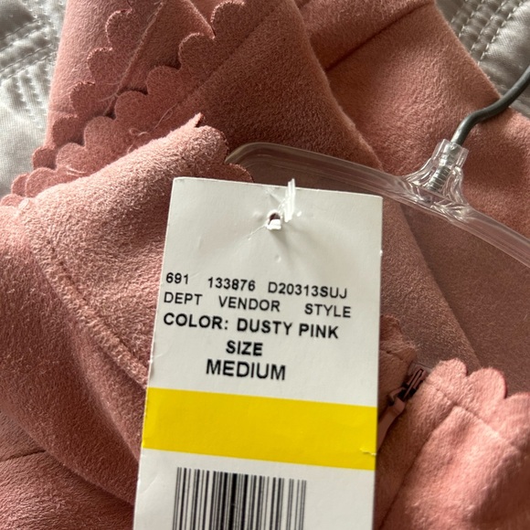 NWT Soprano Dress Women Medium Party Faux Suede Stretchy High Neck Pink - Picture 8 of 11